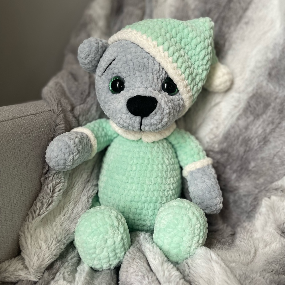 ‼️Handmade/Crochet Teddy Bear in Pajamas‼️